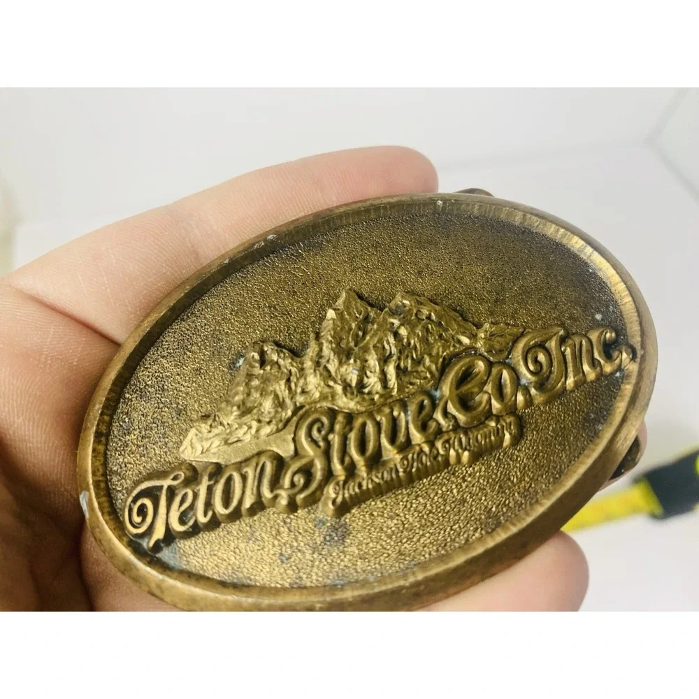 1992 Teton Stove Co Jackson Hole Wyoming Belt‎ Buckle Advertising Vintage